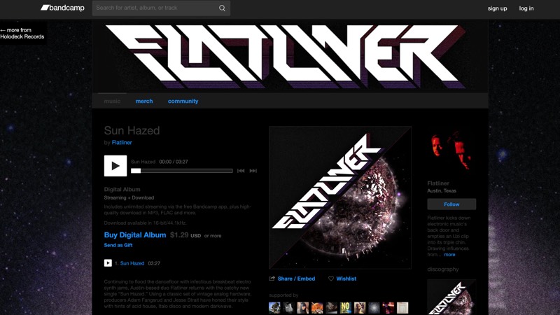 Flatliner Bandcamp page preview