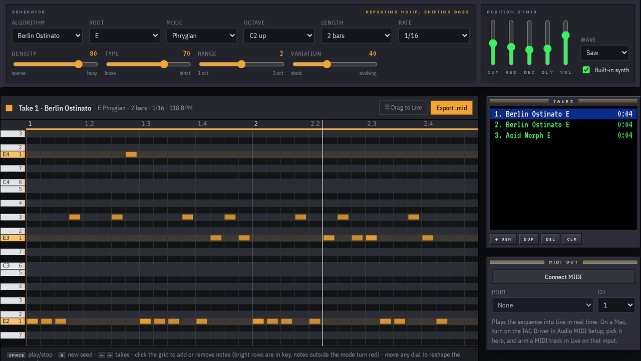 MIDI Generator piano roll preview